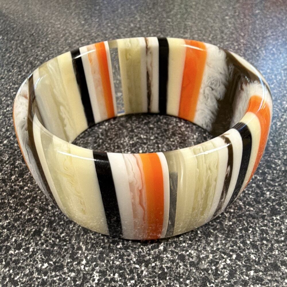 Sobral Bangle Pop Vintage Bracelet Resin Bullseye Boho 1970 Statement Brazil - Picture 4 of 4